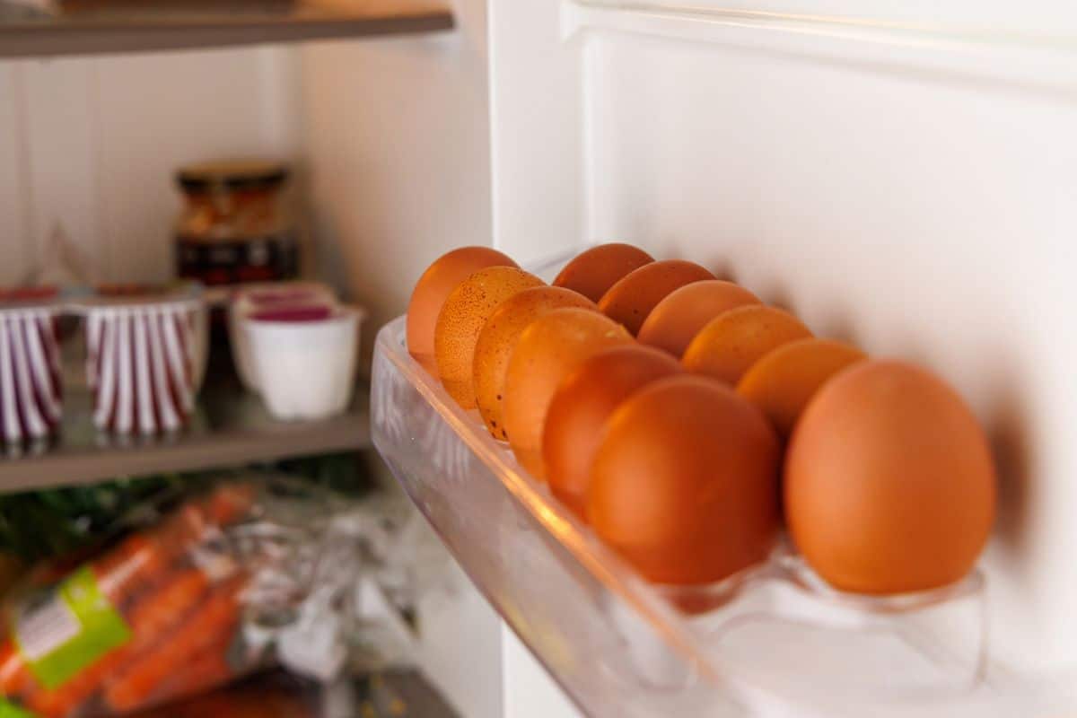 œufs dans la porte du frigo